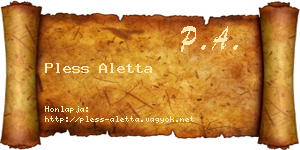 Pless Aletta névjegykártya